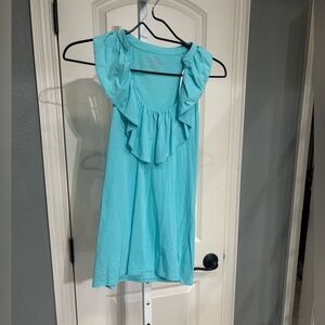 Lilly Pulitzer  Teal Blue Ruffle Front Tank Top Pima Cotton WOMENS SIZE  XS